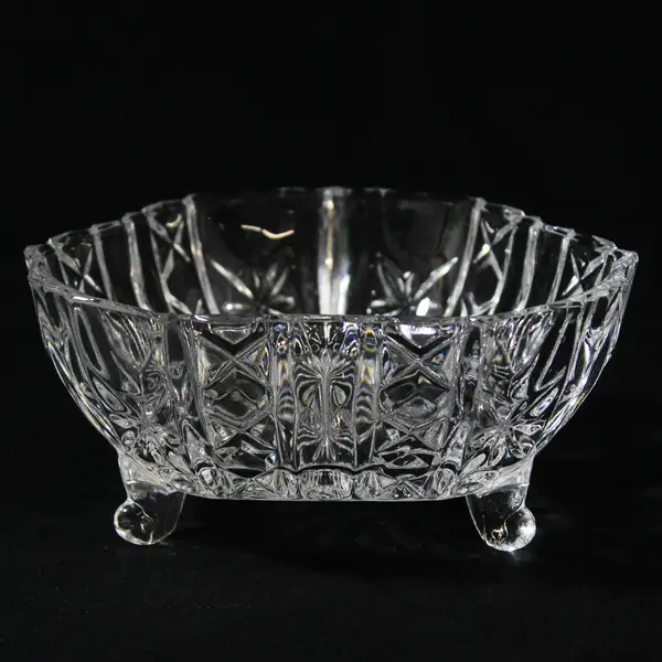 3 Footed Triangular Crystal Candy Dish