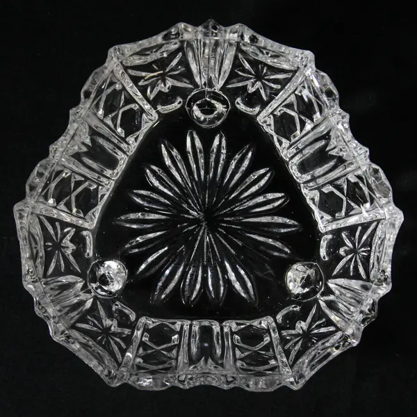 3 Footed Triangular Crystal Candy Dish