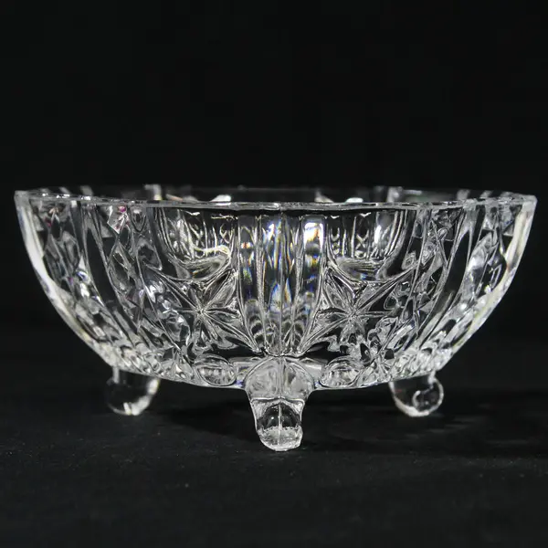 3 Footed Triangular Crystal Candy Dish