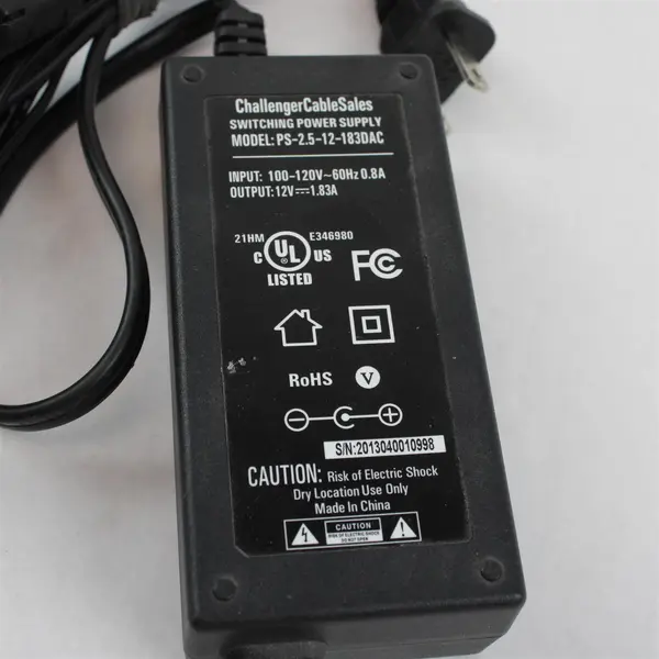 Challenger PS-2.5-12-183DAC Switching Power Supply + 3-Prong AC Cord