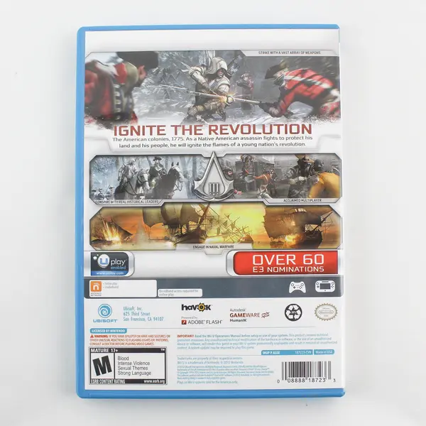 2012  Nintendo Ubisoft Wii U Assassin's Creed III with Manual