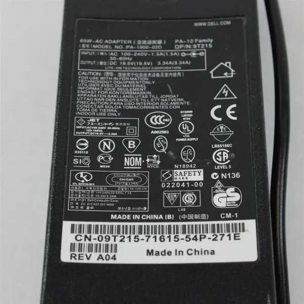 Dell 65W AC Adapter PA-1900-02D Black Laptop Charger