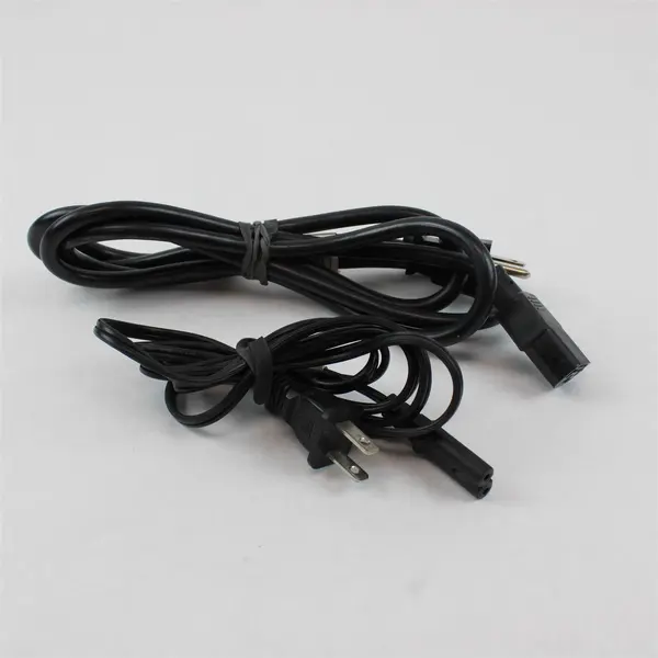 Lot of 2 AC Power Cords Black 2-Prong 3-Prong Universal TV PC Monitor
