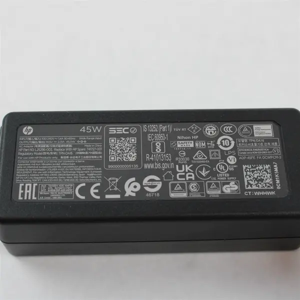 HP 45W Smart AC Adapter Laptop Charger 19.5V 2.31A Blue Tip TPN-DA16 741727-001