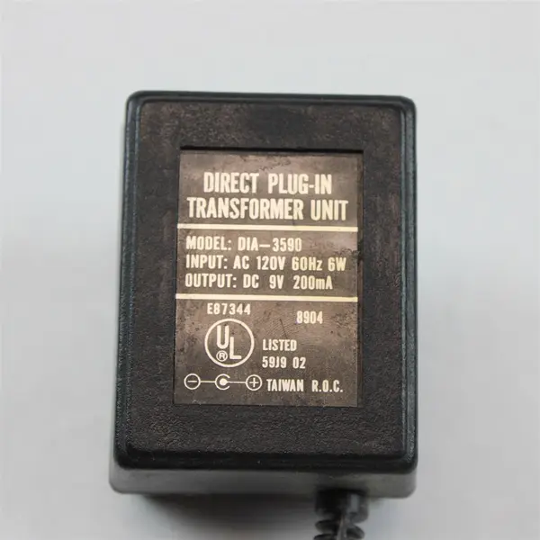 DIRECT PLUG-IN DIA-3590 120VAC to 9VDC 200mA Power Adapter