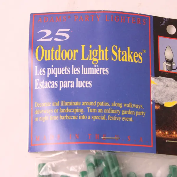 Adams Party Lighters 25 Outdoor Light Stakes Green Plastic