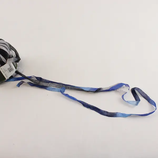 Lot of 2 Lion Brand Incredible Ribbon Yarn Blue and Gray