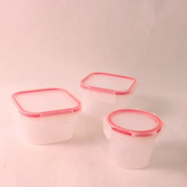Lot of 3 Snapware Food Storage Containers Red Lids 0.5 Cups and 1.25 Cups