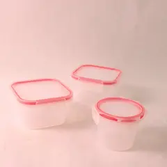 Lot of 3 Snapware Food Storage Containers Red Lids 0.5 Cups and 1.25 Cups