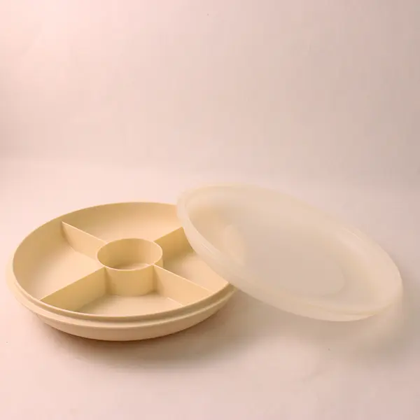 Vintage Tupperware 1708-5 Divided Veggie & Dip Serving Tray with Lid 1709-6 Lid