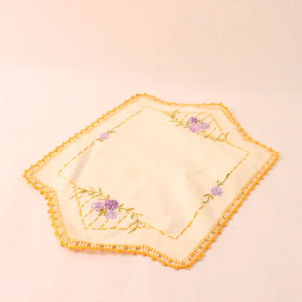 3 Pc Set VTG Floral Embroidered Placemats and Table Runner Dresser Scarf FLAWED