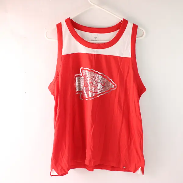 Fanatics Kansas City Chiefs Red and White Tank Top Women's Large