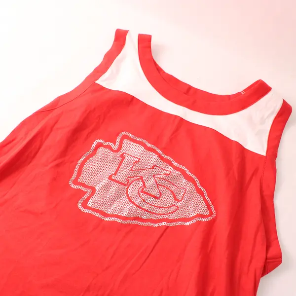 Fanatics Kansas City Chiefs Red and White Tank Top Women's Large