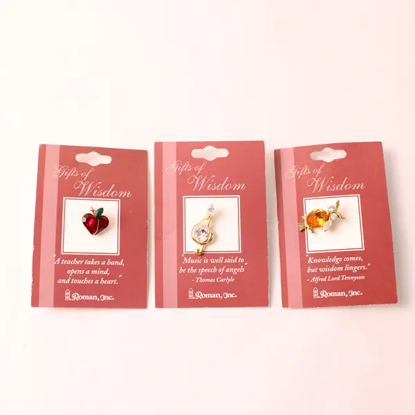 2003 VTG Lot of 3 Roman Inc. Teachers' Rhinestone Lapel Pins