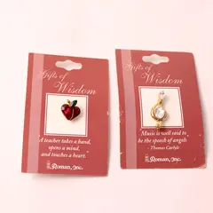 2003 VTG Lot of 2 Roman Inc. Teachers' Rhinestone Lapel Pins