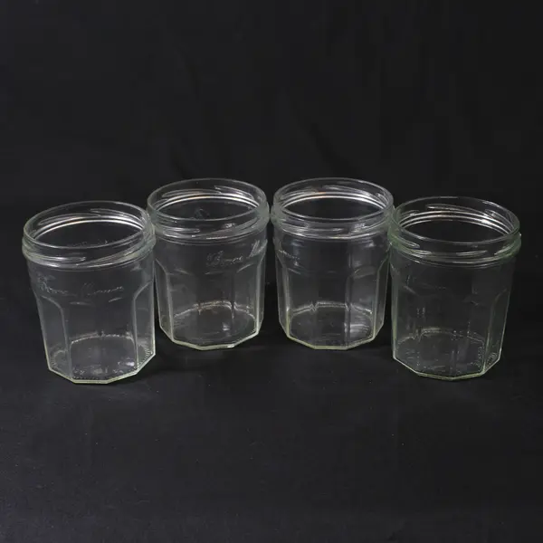 Lot of 4 Bonne Maman Clear 13 Oz. Glass Jam Jars  No Lids