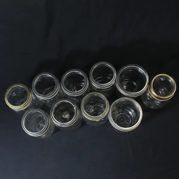 Lot of 10 Kerr Pint Canning Jars Wide And Narrow Mouth W/ Rings No Lids