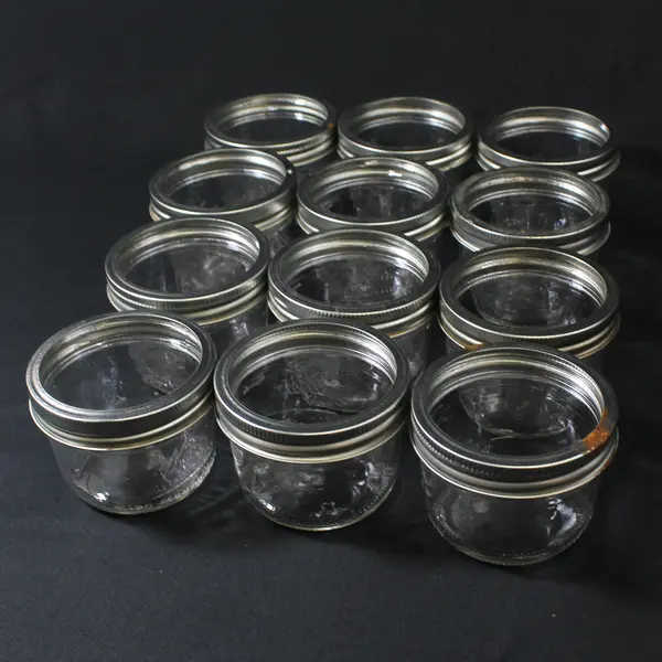 Lot of 12 Kerr Wide Mouth Half Pint Canning Jars W/ Rings No Lids