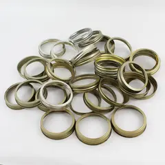 Lot of 34 Used Wide Mouth Canning Jar Rings Gold And Silver