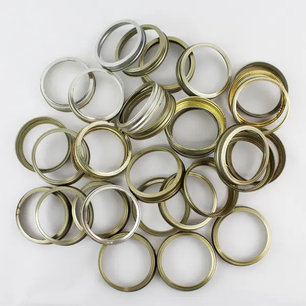 Lot of 34 Used Wide Mouth Canning Jar Rings Gold And Silver
