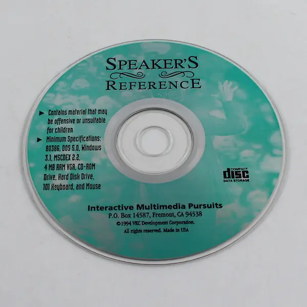 Speaker's Reference Interactive Multimedia Pursuits PC CD-ROM 1994