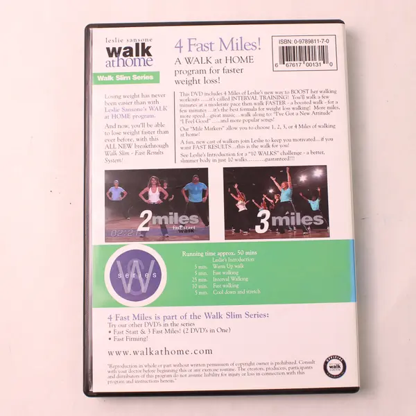 Walk Productions Inc 2008 DVD Leslie Sansone's Walk Slim 4 Fast Miles Health