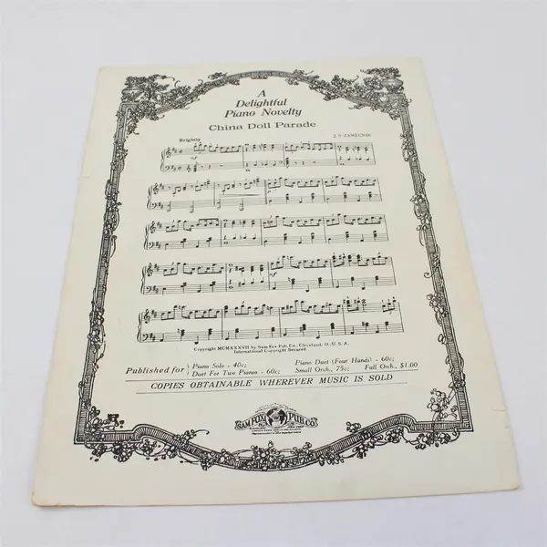 Antique 1916 Sheet Music Nola by Felix Arndt For Piano Duet Sam Fox Publishing