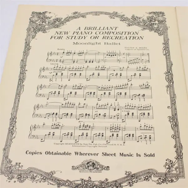Antique 1916 Sheet Music Nola by Felix Arndt For Piano Duet Sam Fox Publishing