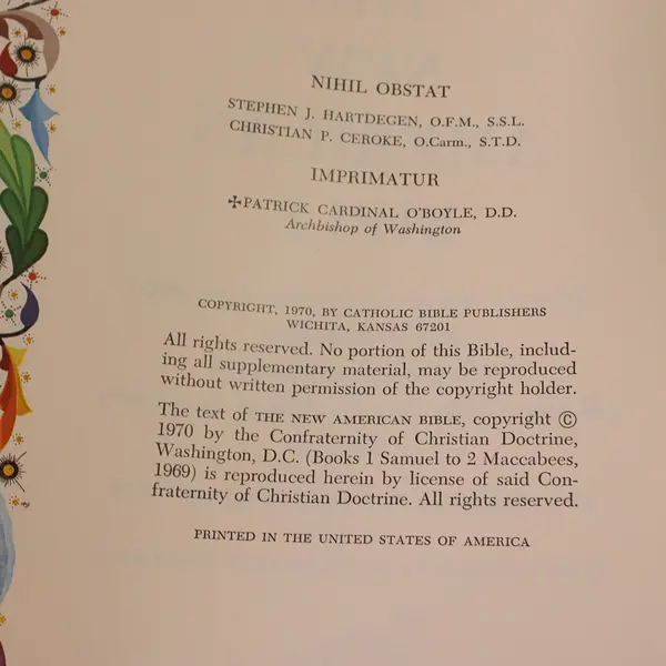 Vintage Holy Bible Catholic Bible Publishers Hardcover Family Edition