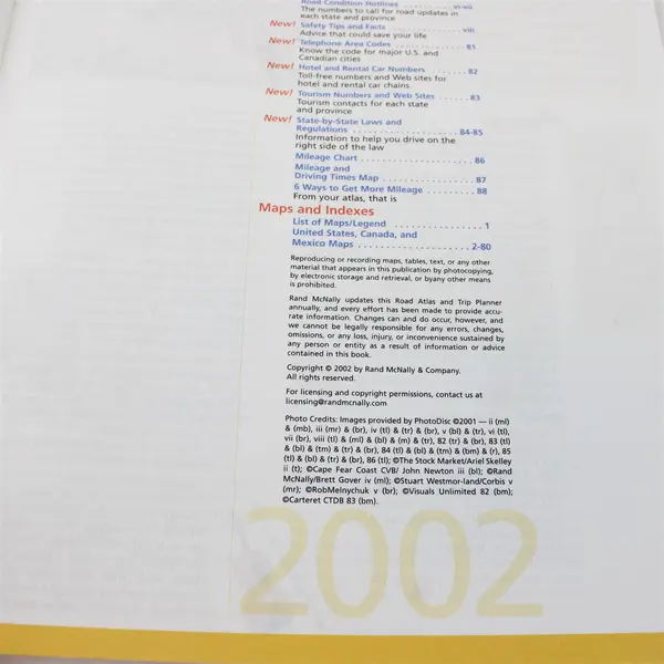 Rand McNally The Road Atlas & Trip Planner United States Canada Mexico 2002 PB 