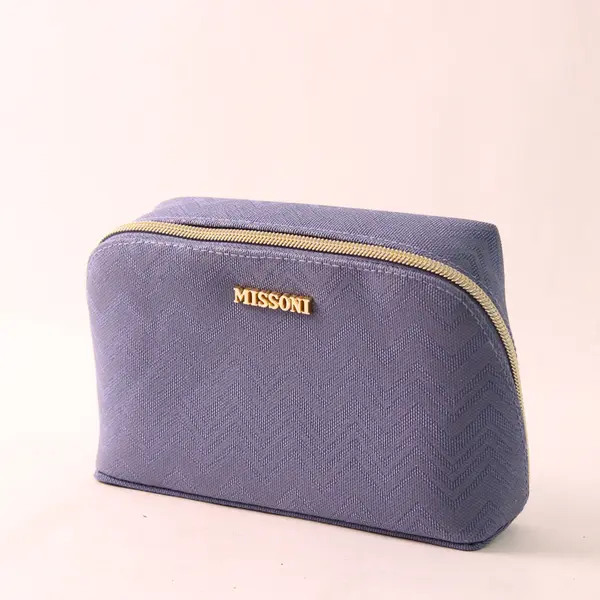 Missoni Blue Zig-Zag Delta Toiletry Zipper Bag Complete Set