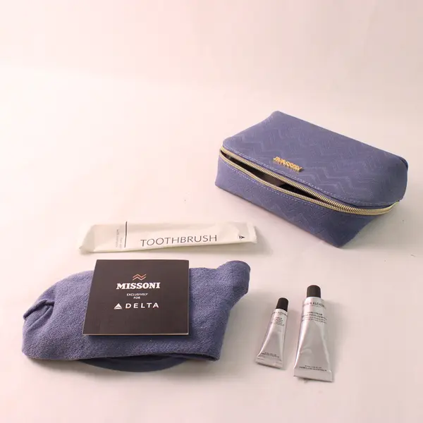 Missoni Blue Zig-Zag Delta Toiletry Zipper Bag Complete Set