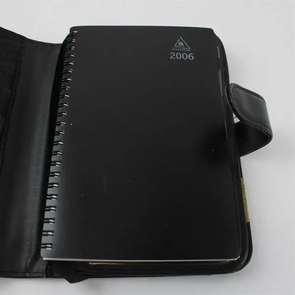 Plan Ahead Black Faux Leather Case for Planning Addresses Pockets for Cards Etc.