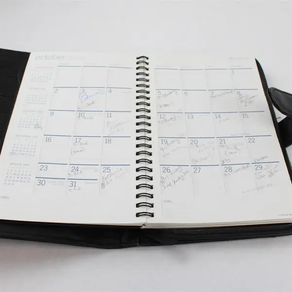 Plan Ahead Black Faux Leather Case for Planning Addresses Pockets for Cards Etc.