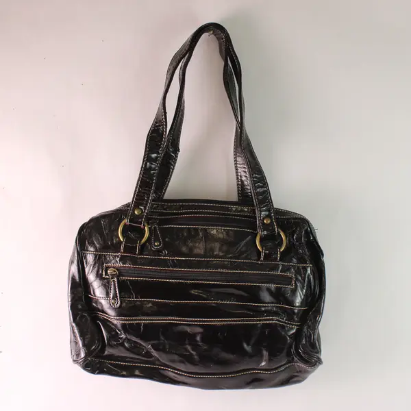 Y2K Unbranded Medium Size Deep Purple Faux Patent Leather Shoulder Purse