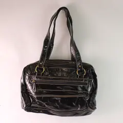 Y2K Unbranded Medium Size Deep Purple Faux Patent Leather Shoulder Purse