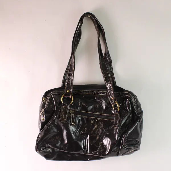 Y2K Unbranded Medium Size Deep Purple Faux Patent Leather Shoulder Purse
