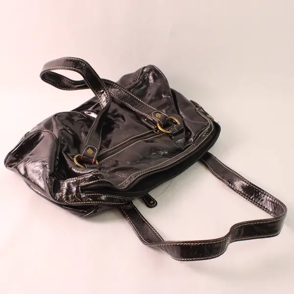 Y2K Unbranded Medium Size Deep Purple Faux Patent Leather Shoulder Purse
