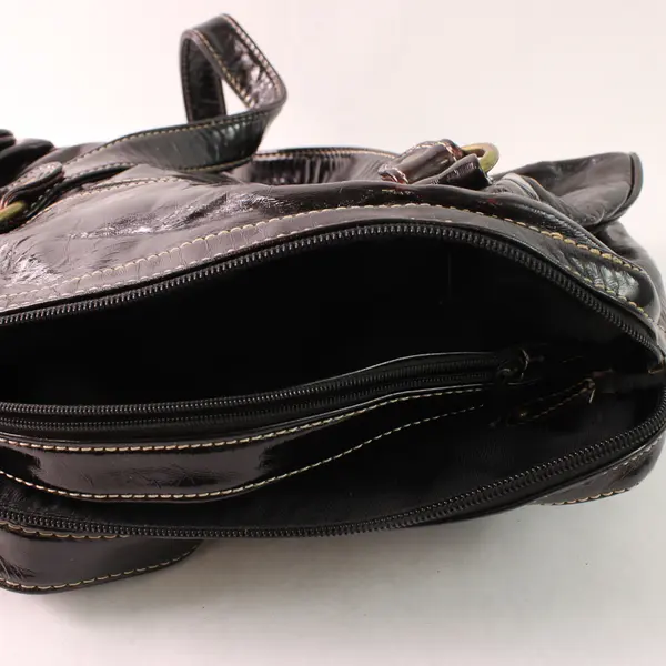 Y2K Unbranded Medium Size Deep Purple Faux Patent Leather Shoulder Purse