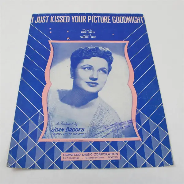 VTG 1942 Sheet Music I Just Kissed Your Picture Goodnight Joan Brooks