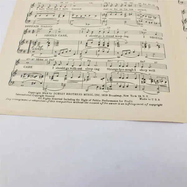 VTG 1944 Sheet Music I Should Care Sammy Cahn Axel Stordahl Paul Weston