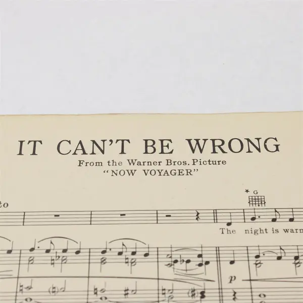VTG 1942 Sheet Music It Can't Be Wrong Kim Gannon Max Steiner Movie Now Voyager