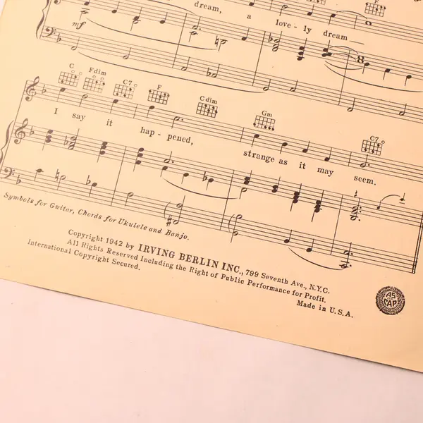 VTG 1942 Sheet Music I Threw A Kiss In The Ocean Irving Berlin Piano & Guitar