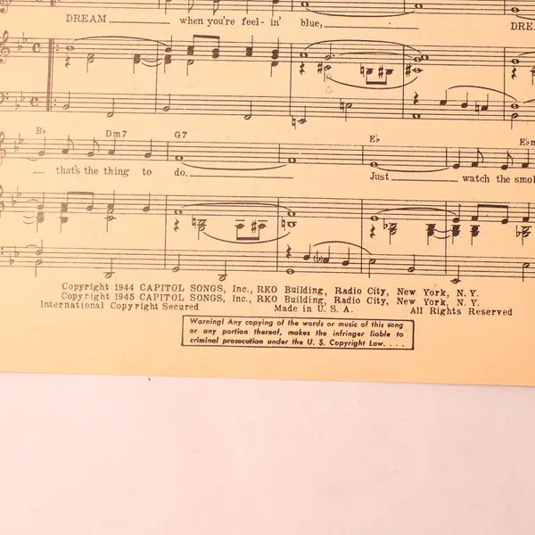 Vintage 1945 Sheet Music Dream Words & Music by Johnny Mercer For Piano 