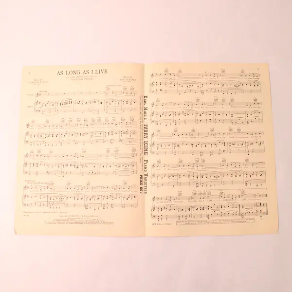 VTG 1944 Sheet Music As Long As I Live Steiner & Tobias Movie Saratoga Trunk