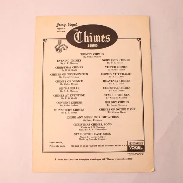 Antique 1912 Sheet Music Trinity Chimes Walter Decker For Player Piano