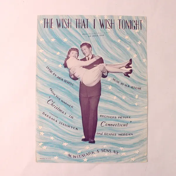 Vintage 1945 Sheet Music The Wish That I Wish Tonight Scholl & Jerome