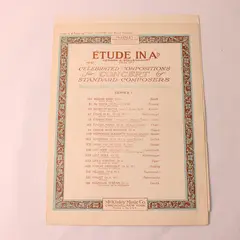 Antique 1923 Sheet Music Etude in A Flat by H A Wollenhaupt For Piano