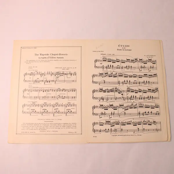 Antique 1923 Sheet Music Etude in A Flat by H A Wollenhaupt For Piano