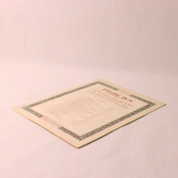 Antique 1923 Sheet Music Etude in A Flat by H A Wollenhaupt For Piano